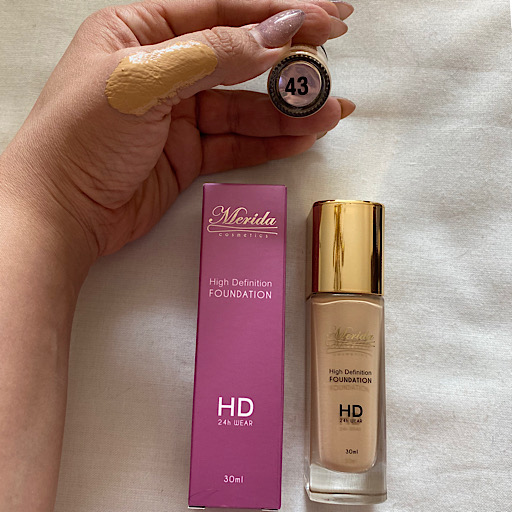 کرم پودر مریدا مدل اچ دی شماره43 Merida High Definition HD 24h WEARحجم 30میل